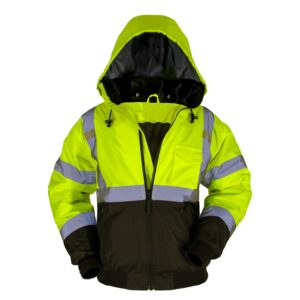 ANSI Class 3: 2 - IN - 1 Black Bottom Bomber Jacket w/Removable Fleece Liner    MAX605